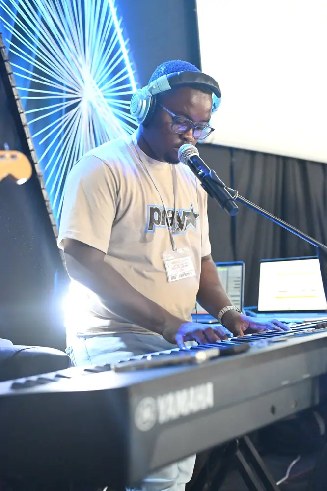 A Worship Connect keyboardist playing